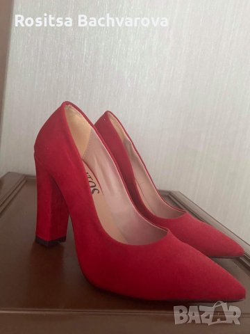 Червени обувки на ток, 37 номер, снимка 1 - Дамски елегантни обувки - 32578108