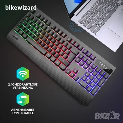 Rii Gaming Keyboard Wireless светеща презареждаща батерия НОВА, снимка 2 - Клавиатури и мишки - 49857625