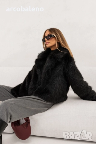 Дамско късо кожено палто с яка, снимка 5 - Якета - 52177085