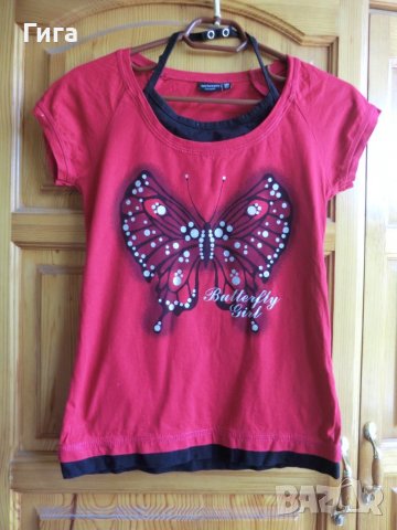 Червена тениска пеперуда, снимка 1 - Детски тениски и потници - 36871265