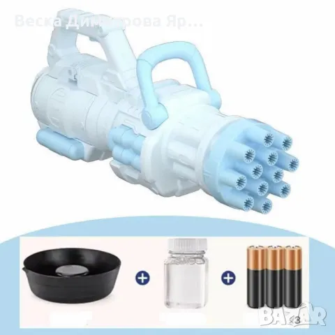 Модерен пистолет за сапунени балончета с батерии и удобна дръжка / Цвят: Син, Розов