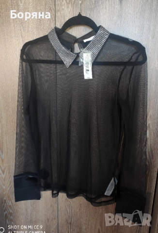 Yamamay нова с етикет блуза с яка с камъни, снимка 6 - Блузи с дълъг ръкав и пуловери - 52065568