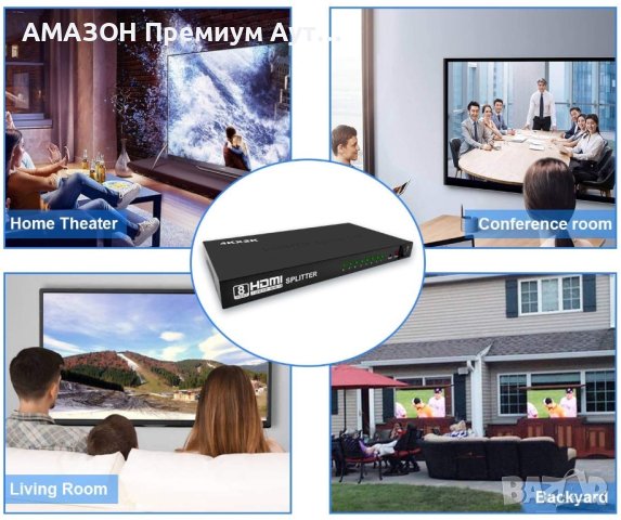 Премиум HDMI сплитер 1х8 изхода/Ultra HD/4K 60Hz 1x8 HDMI до 4Kx2K/3D/EDID и HDCP контрол, снимка 6 - Стойки, 3D очила, аксесоари - 42979477