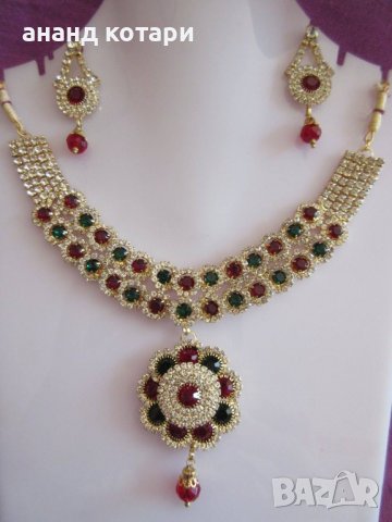 1. Комплект - обеци, колие S1-S7 индийски, снимка 7 - Бижутерийни комплекти - 39024437