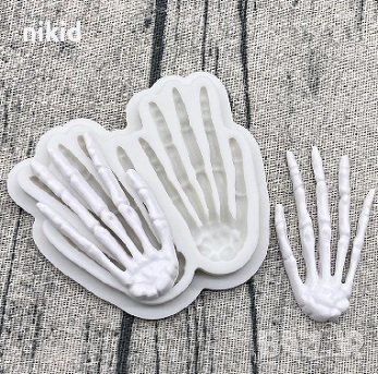 Ръка ръце кости скелет Хелоуин Halloween силиконов молд форма фондан  гипс декор, снимка 2 - Форми - 36866342