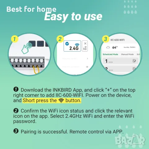 INKBIRD IIC-600-WIFI контролер за поливни системи- 6 зони, снимка 6 - Напояване - 49148094