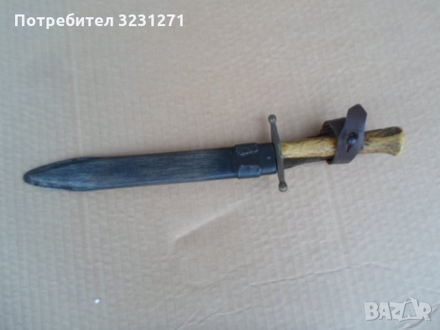 Рядък старинен,винтидж нож,щик.кортик,рогова дръжка,с кания, снимка 1 - Ножове - 34914630