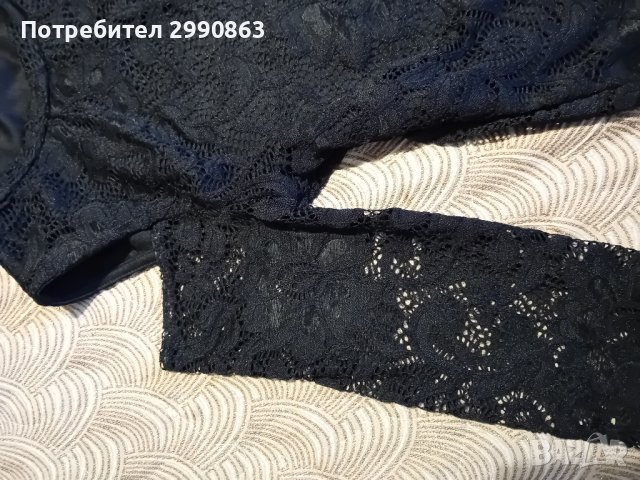 Черна дантелена блуза, снимка 2 - Блузи с дълъг ръкав и пуловери - 43162362