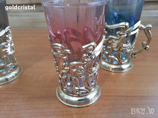 Стъклени чаши чашки цветно стъкло, снимка 4 - Сервизи - 36770389