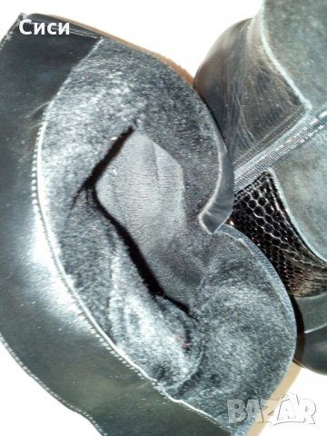 Намаление!!!Черни топли боти на ток,ест кожа, снимка 4 - Дамски боти - 26877772