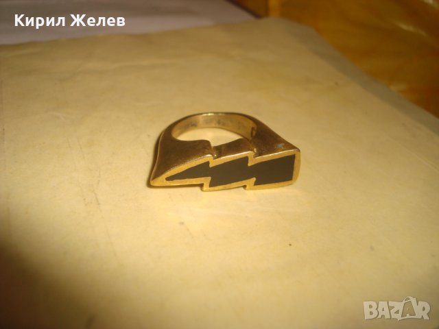 СТАР БРОНЗОВ ПРЪСТЕН - МЪЛНИЯ инкрустиран с ЧЕРЕН ОНИКС РЪЧНА МАЙСТОРСКА РЯДКА ИЗРАБОТКА УНИКАТ 7318, снимка 11 - Антикварни и старинни предмети - 34839583