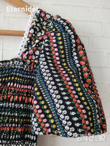 Нова дълга бохо рокля памучна материя на цветя с дантела , снимка 4 - Рокли - 51498423