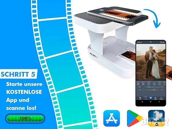 Мобилен скенер за телефон за 35 мм филми и диапозитиви с LED подсветка, KLIM K2, снимка 8 - Принтери, копири, скенери - 52516629