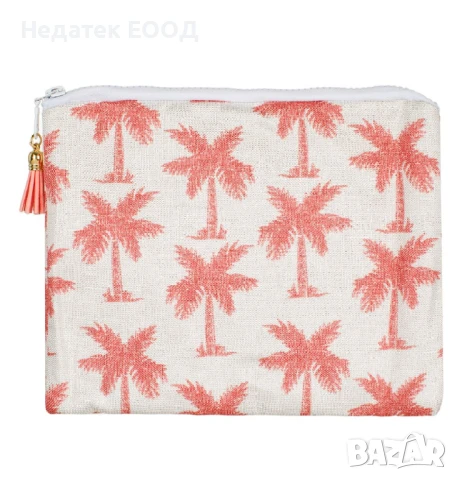 Несесер за таолетни принадлежности с дизайн на палми, Бял - Розов, 23x17см., снимка 2 - Чанти - 50820018