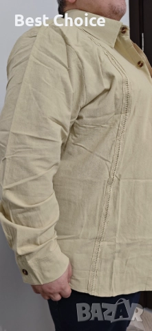 летни плажни ленени ежедневни ризи с дълъг ръкав, снимка 3 - Ризи - 52587627