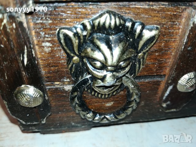 ДЪРВЕНА КУТИЯ КОВЧЕЖЕ С ОБКОВ ВНОС ФРАНЦИЯ 0201241922, снимка 3 - Антикварни и старинни предмети - 43626604