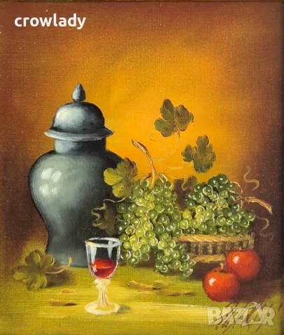 Ева Димитрова Натюрморт Уникална миниатюра 1990те години , снимка 2 - Картини - 47874774