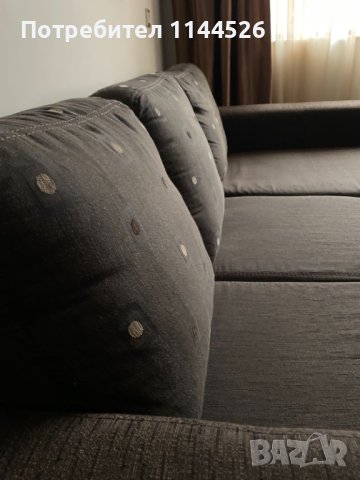 Ъглов диван с лежанка и табуретка в кафяво , снимка 7 - Дивани и мека мебел - 43391072