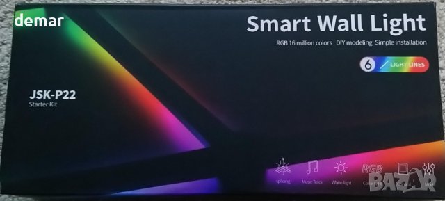 KOBAIBAN LED светлинни панели, смарт стенна лампа, 6 броя, снимка 10 - Лед осветление - 43570417