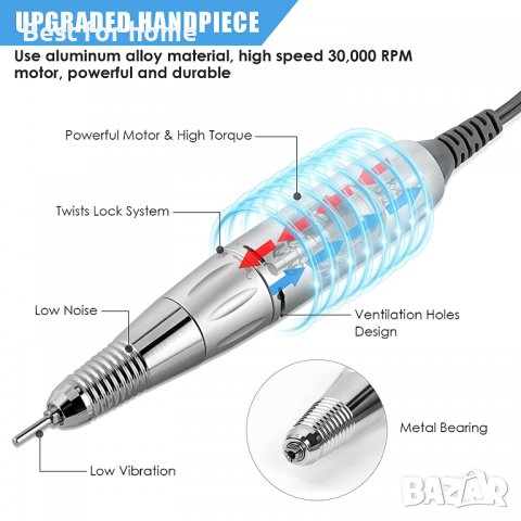 Професионална машина за маникюр и песдикюр 35 000 RPM,, снимка 3 - Козметични уреди - 39474025