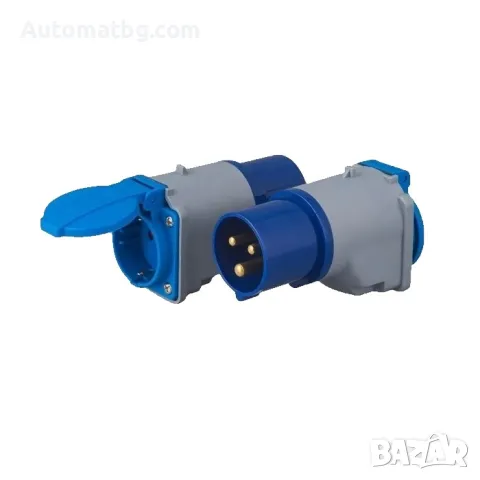 Преходник адаптер Automat, Шуко-Еврокуплунг, Стандарт IEC-60309, За кемпери, Каравани и ремарке, снимка 1