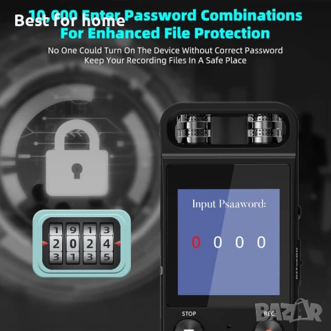 Hinne 80G Цифров гласов рекордер - гласово активиран диктофон с парола, снимка 6 - Други - 50505312