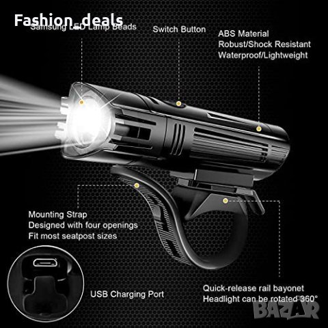 Нов Фар и стоп за колело велосипед Акумулаторни светлини за колоездачи, снимка 2 - Аксесоари за велосипеди - 40830203