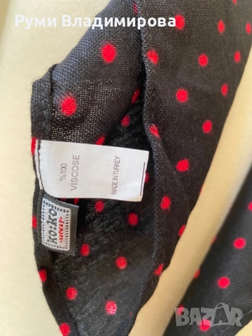 Черен шал на червени точки Ko:ko от 100 % вискоза, снимка 5 - Шалове - 51530325