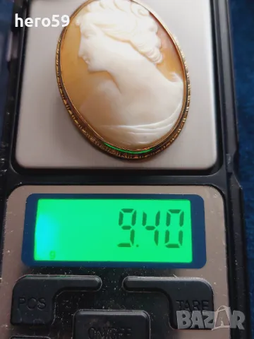Антикварна златна камея,брошка,злато 14 к., снимка 9 - Колиета, медальони, синджири - 42523807