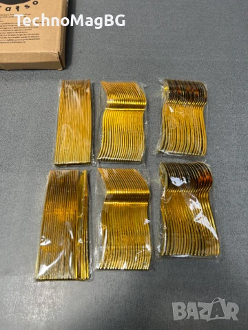 Nkaiso – Комплект златни прибори за многократна употреба, 120 части, снимка 2 - Прибори за хранене, готвене и сервиране - 51397171