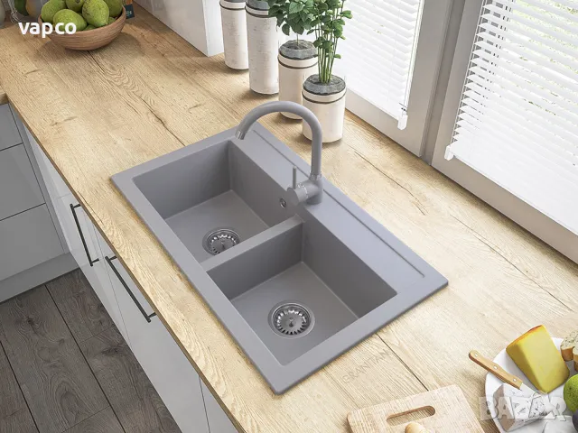 Мултифункционална гранитна мивка с 2 корита Granitan Duet 75см, снимка 9 - Мивки - 48827673