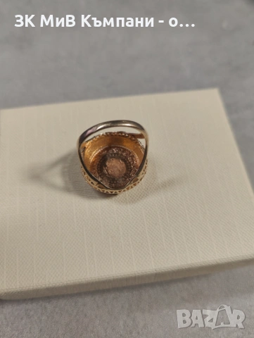 Златен пръстен 7.18гр 14к с Монета Чейрек 22карата 61 размер, снимка 8 - Нумизматика и бонистика - 53540498