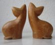 2 бр дървени: куче териер, котка, дърворезба фигура пластика, снимка 4