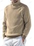 Ежедневен мъжки моден трикотажен пуловер с висока яка и дълги ръкави, 5цвята - 023, снимка 3