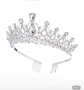 Сребриста сребърна метална корона диадема тиара с камъни детска дамска метална, снимка 6