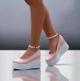 Обувки на платформа - розова кожа с бяло ходило - 125K, снимка 1 - Дамски ежедневни обувки - 38714688