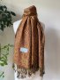Кашмирен, италиански шал в кафяво и оранжево, снимка 1 - Шалове - 43037801