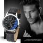Елегантен мъжки кварцов часовник с к. каишка "черен и бял цифреблат", снимка 4