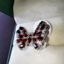 Елегантен сребърен 925 пръстен "Пеперуда" с родиево покритие и Натурални Гранати и Циркони!, снимка 7