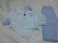 Памучен бебешки комплект риза с боди и панталон  , снимка 3