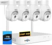 NVR Hiseeu 5MP безжична PTZ система , IP66 водоустойчива вътрешна и външна WiFi , снимка 1