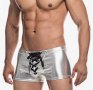 Нов мъжки секси боксер сребрист металик с връзки L, снимка 1 - Бельо - 39773577