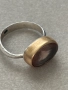 Уникален сребърен пръстен с позлата и естеств. камък , снимка 5