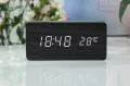 Дигитален часовник, USB Wooden Clock, Tермометър, LED, Дървен, Черен, снимка 3