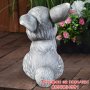 Декоративна градинска фигура на зайче от бетон - патирано в сив и бял цвят, снимка 3
