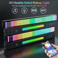 Нов модел! 3D Двустранен RGB LED Светлинен Еквалайзер Цветомузика Звукови пикапни светлини, снимка 2 - Еквалайзери - 43975436
