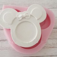 Мини Маус minnie mouse голяма глава рамка снимка дълбок силиконов молд форма фондан шоколад гипс, снимка 1 - Форми - 40052362