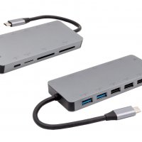 USB C HUB 11 в 1,  EXSYS EX-1221HM, HDMI 4K, Type C, 3.5mm Audio, PD 100W, 3xUSB2.0,2xUSB3.0, Double, снимка 2 - Други - 40244046