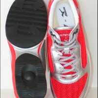 сникърси  NIB ARMANI SPORT SILVER LEATHER RED MESH LACE UP INFINITYномер 42 , снимка 3 - Спортно елегантни обувки - 37181327