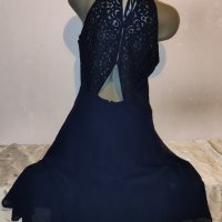 Елегантна тъмно синя рокля на Esprit р-р Л , снимка 10 - Рокли - 43836932
